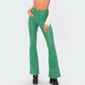 Edikted Luna Faux Leather Flare Jeans